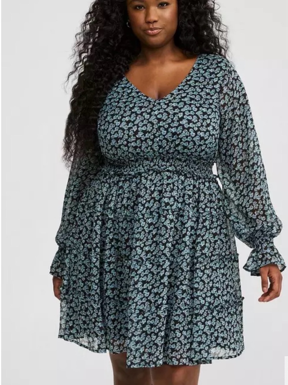 NWT Torrid Blue Floral Chiffon Mini Dress Size 2, 2X (18/20) Rush Week